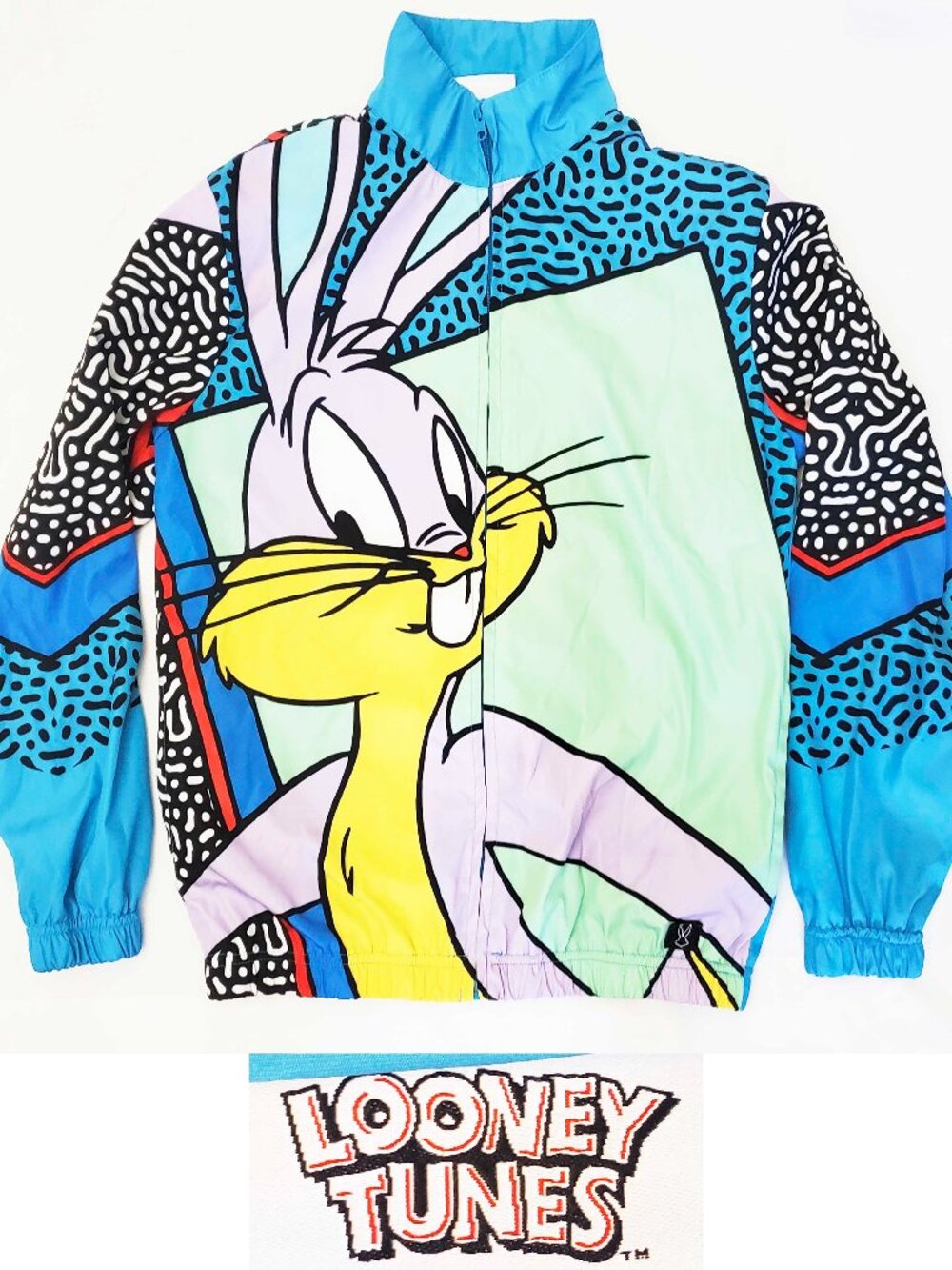 Vintage Pop Art Looney Tunes Bugs Bunny 1990s Windbreaker Jacket Unisex S